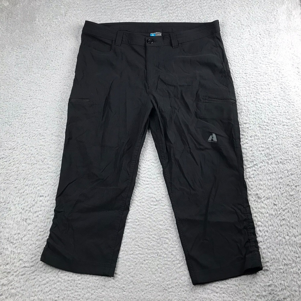 Eddie Bauer First Ascent Capri Pants Women 16 (37x21) Black Hiking Cargo